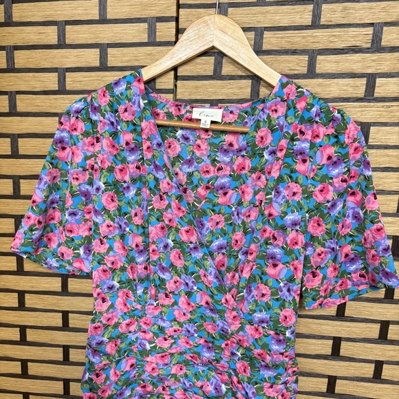 Luna Multi Color Floral‎ Ruched Dress Size Small - Picture 4 of 9